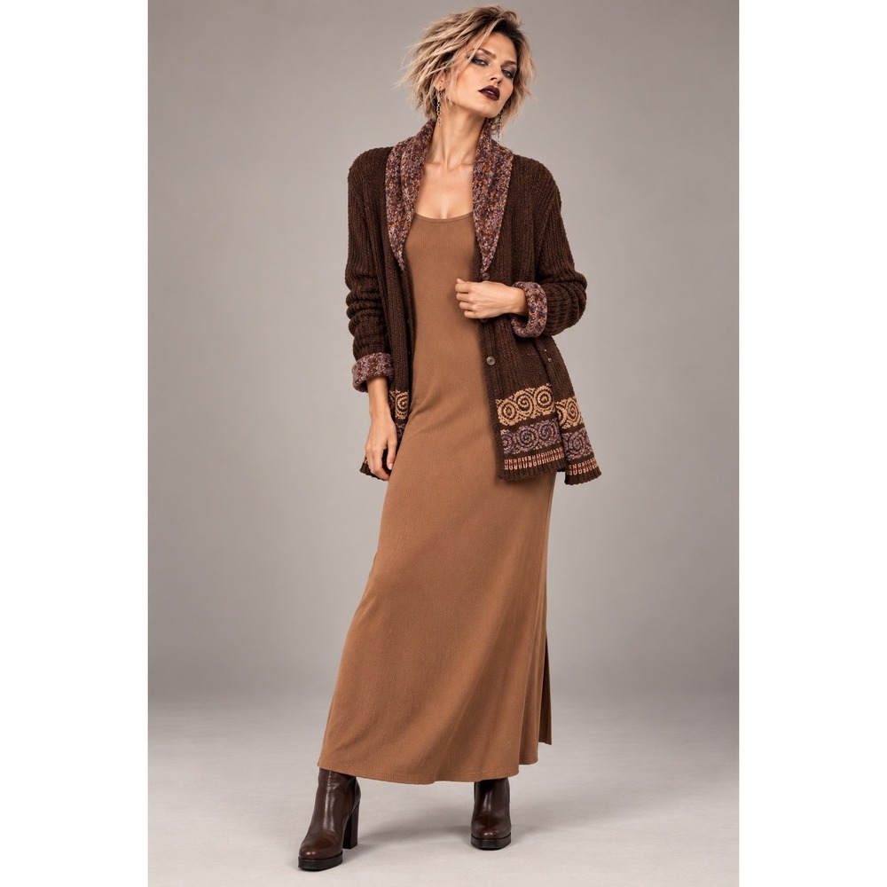 Bebhinn Designs Large Brown Wool Blend Cardigan Handcrafted Ireland